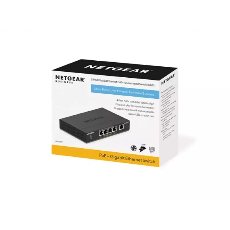 NETGEAR GS305PP Unmanaged Gigabit Ethernet (10/100/1000) Power over Ethernet (PoE) Schwarz