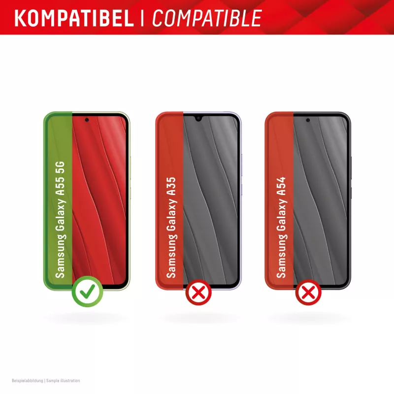 Displex Displayschutzfolie + Hülle für Samsung Galaxy A55 5G, Eco-Montagerahmen, kratzfest