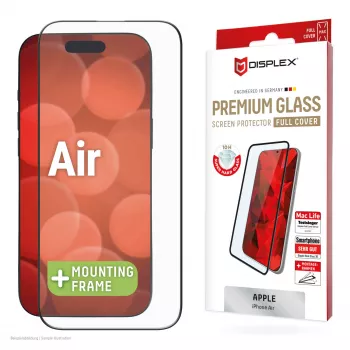 Displex Premium Schutzfolie (Vollabdeckung, 10H) für Apple iPhone Air, Eco Montagerahmen, Vollabdeckung