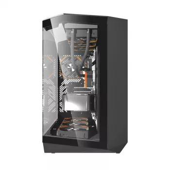 PC-Gehäuse Darkflash DY470 Full Tower — Schwarz, SPCC, unterstützt ITX/ATX, HDD 3,5 Zoll/2,5 Zoll, 1x 120 mm hinten, 120 mm Seitenlüfter