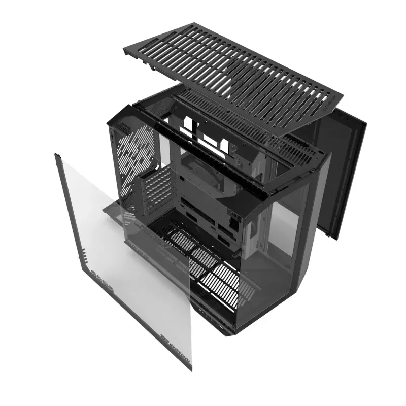 PC-Gehäuse Darkflash DY470 Full Tower — Schwarz, SPCC, unterstützt ITX/ATX, HDD 3,5 Zoll/2,5 Zoll, 1x 120 mm hinten, 120 mm Seitenlüfter
