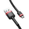 Baseus CAMKLF-B91 Nylon-Ladekabel, robust, Daten & Laden, CQ3.0 2.4A, USB auf Micro-USB, 1 m, Schwarz-Rot