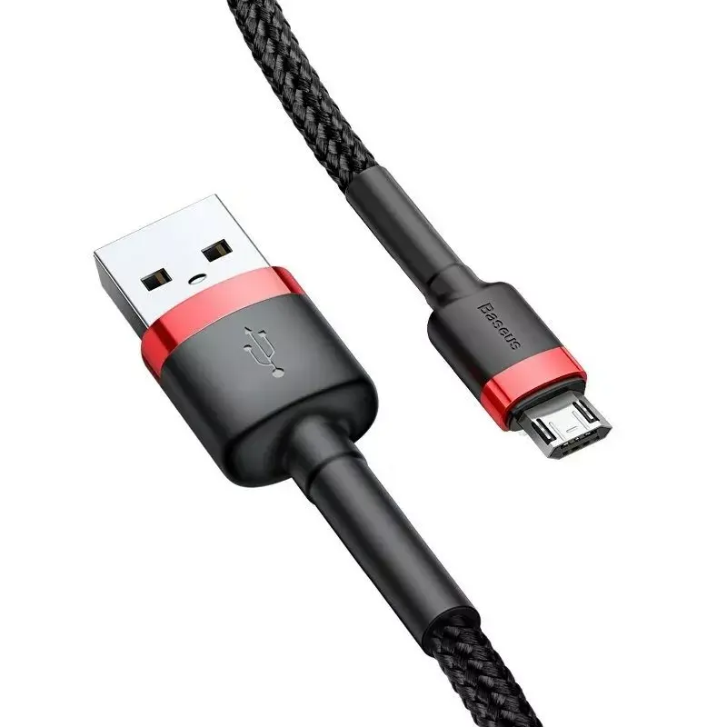 Baseus CAMKLF-B91 Nylon-Ladekabel, robust, Daten & Laden, CQ3.0 2.4A, USB auf Micro-USB, 1 m, Schwarz-Rot