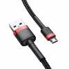 Baseus CAMKLF-B91 Nylon-Ladekabel, robust, Daten & Laden, CQ3.0 2.4A, USB auf Micro-USB, 1 m, Schwarz-Rot