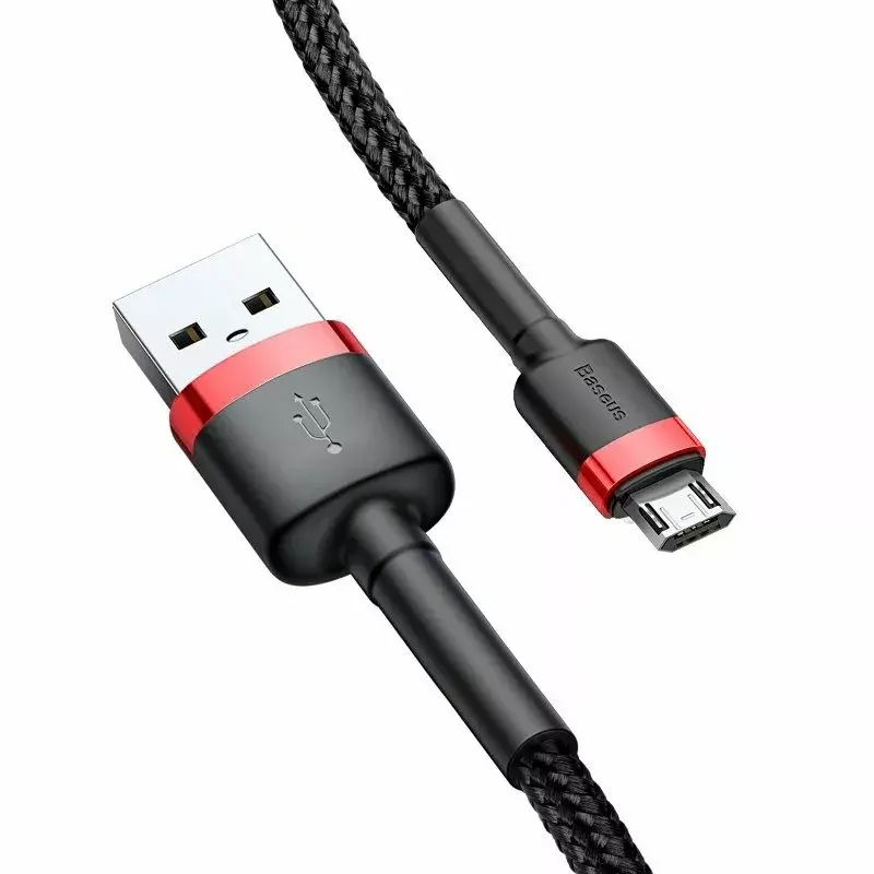 Baseus CAMKLF-B91 Nylon-Ladekabel, robust, Daten & Laden, CQ3.0 2.4A, USB auf Micro-USB, 1 m, Schwarz-Rot