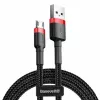 Baseus CAMKLF-B91 Nylon-Ladekabel, robust, Daten & Laden, CQ3.0 2.4A, USB auf Micro-USB, 1 m, Schwarz-Rot