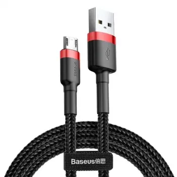 Baseus CAMKLF-B91 Nylon-Ladekabel, robust, Daten & Laden, CQ3.0 2.4A, USB auf Micro-USB, 1 m, Schwarz-Rot