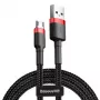 Baseus CAMKLF-B91 Nylon-Ladekabel, robust, Daten & Laden, CQ3.0 2.4A, USB auf Micro-USB, 1 m, Schwarz-Rot