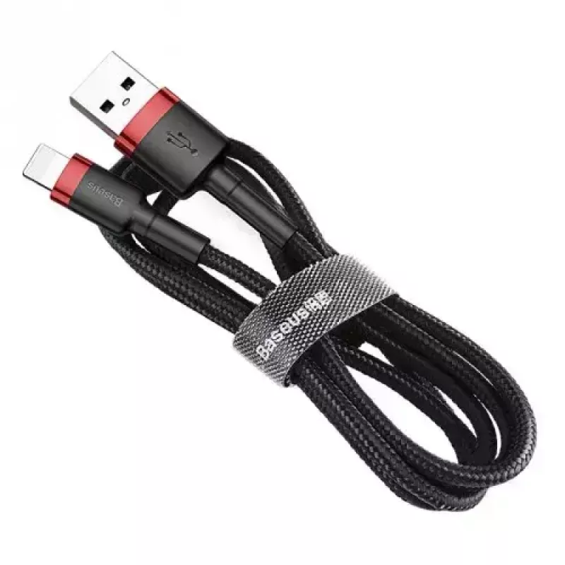 USB-A-auf-Lightning-Kabel Baseus CALKLF-C19 2 m – Aluminiumgehäuse, 1,5 A, schwarz/rot