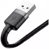USB-A-auf-Lightning-Kabel Baseus Cafule (CALKLF-CG1) – Nylongeflecht, QC3.0 1,5 A, 2 m, Grau/Schwarz