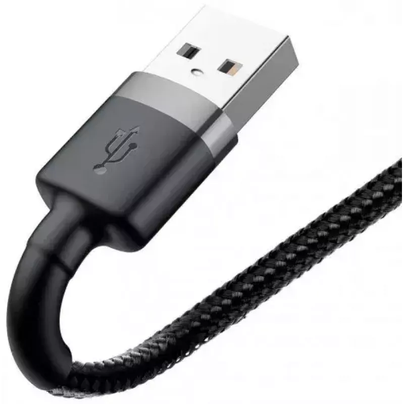 USB-A-auf-Lightning-Kabel Baseus Cafule (CALKLF-CG1) – Nylongeflecht, QC3.0 1,5 A, 2 m, Grau/Schwarz