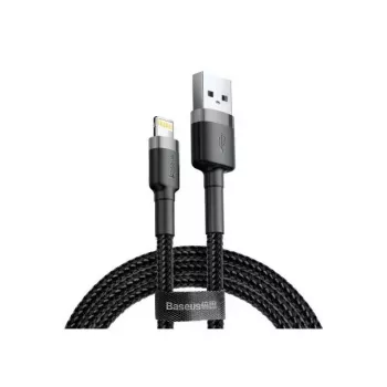 USB-A-auf-Lightning-Kabel Baseus Cafule (CALKLF-CG1) – Nylongeflecht, QC3.0 1,5 A, 2 m, Grau/Schwarz