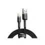USB-A-auf-Lightning-Kabel Baseus Cafule (CALKLF-CG1) – Nylongeflecht, QC3.0 1,5 A, 2 m, Grau/Schwarz