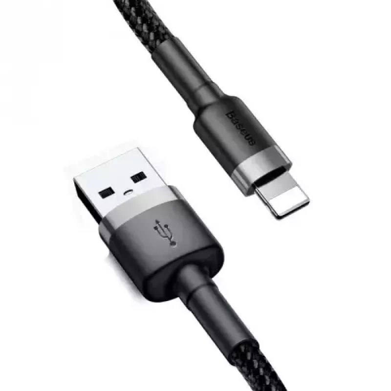 Baseus CALKLF-AG1 Nylon-Daten- & Ladekabel USB-C QC3.0 2.4A auf Lightning 0,5 m schwarz, grau