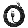 Baseus CALKLF-AG1 Nylon-Daten- & Ladekabel USB-C QC3.0 2.4A auf Lightning 0,5 m schwarz, grau