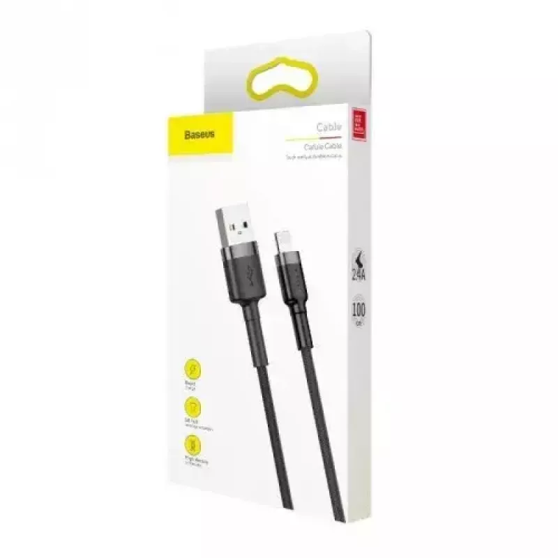 Baseus CALKLF-AG1 Nylon-Daten- & Ladekabel USB-C QC3.0 2.4A auf Lightning 0,5 m schwarz, grau