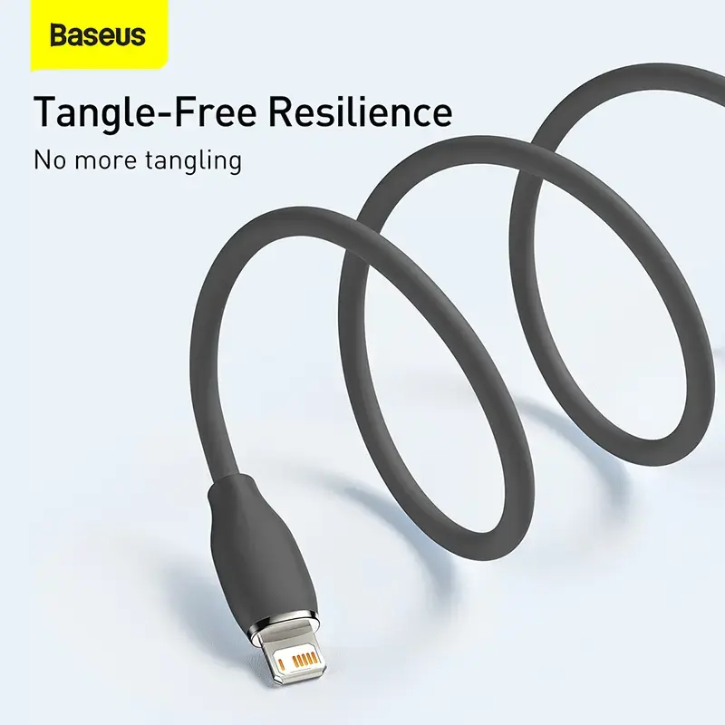 USB 2.0 Datenkabel Baseus Jelly Lightning auf USB-A 1,2 m, Schwarz