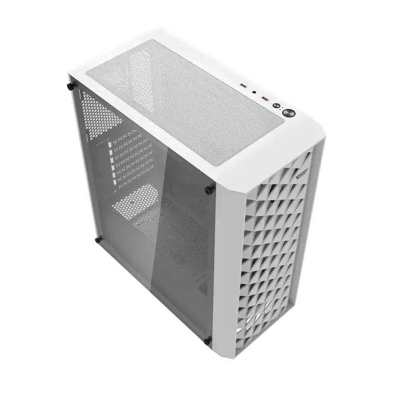 Computer case Darkflash DK351 WHITE Midi Tower, Micro ATX/ATX/ITX, temperaturgehärtetes Glas, weiß, 200×390×450 mm