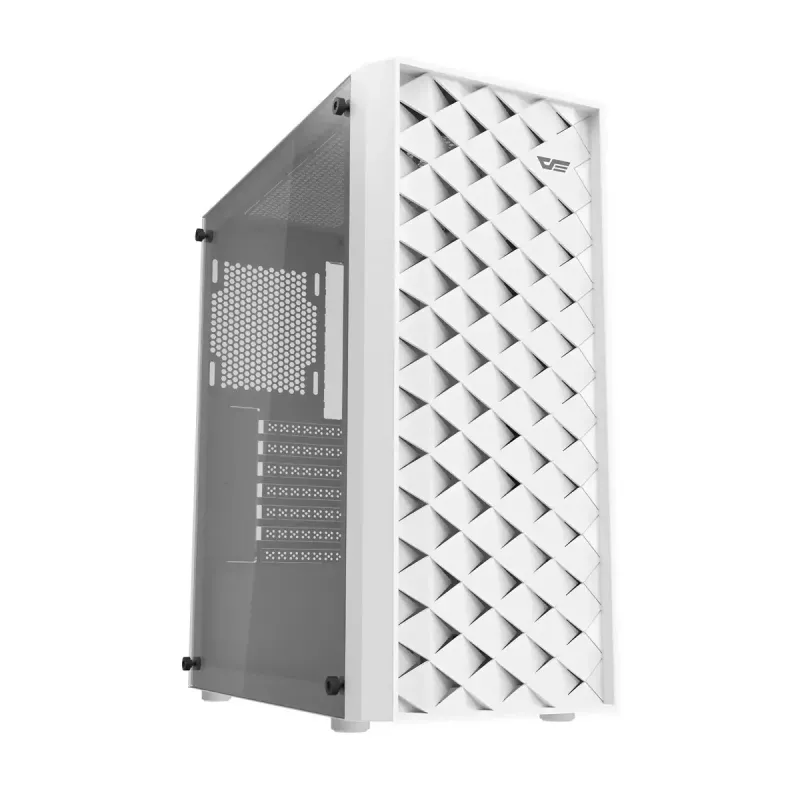 Computer case Darkflash DK351 WHITE Midi Tower, Micro ATX/ATX/ITX, temperaturgehärtetes Glas, weiß, 200×390×450 mm