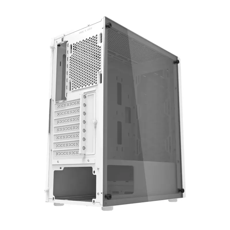 Computer case Darkflash DK351 WHITE Midi Tower, Micro ATX/ATX/ITX, temperaturgehärtetes Glas, weiß, 200×390×450 mm