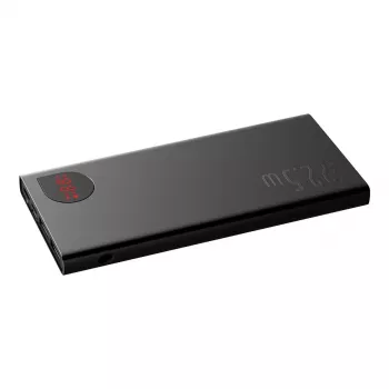 Baseus Powerbank Adaman Metal, Lithium-Ionen 10000mAh, 2xUSB, USB-C, Lightning, MicroUSB 22,5W (Schwarz)