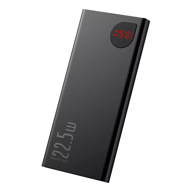 Baseus Powerbank Adaman Metal, Lithium-Ionen 10000mAh, 2xUSB, USB-C, Lightning, MicroUSB 22,5W (Schwarz)