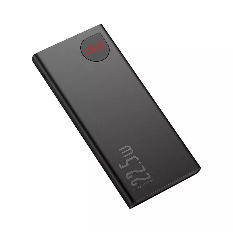 Baseus Powerbank Adaman Metal, Lithium-Ionen 10000mAh, 2xUSB, USB-C, Lightning, MicroUSB 22,5W (Schwarz)