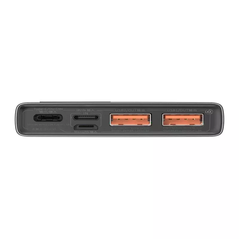Baseus Powerbank Adaman Metal, Lithium-Ionen 10000mAh, 2xUSB, USB-C, Lightning, MicroUSB 22,5W (Schwarz)