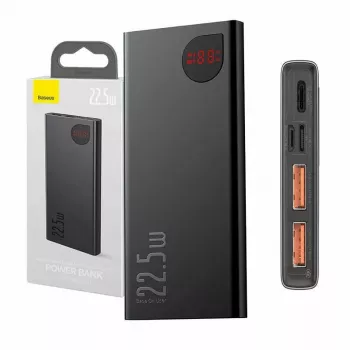 Baseus Powerbank Adaman Metal, Lithium-Ionen 10000mAh, 2xUSB, USB-C, Lightning, MicroUSB 22,5W (Schwarz)