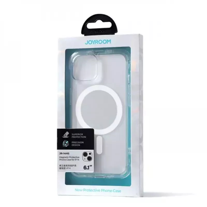 Schützende transparente magnetische Hülle Joyroom JR-14H5 für iPhone 14 MagSafe mit Magnetring, klare Schale