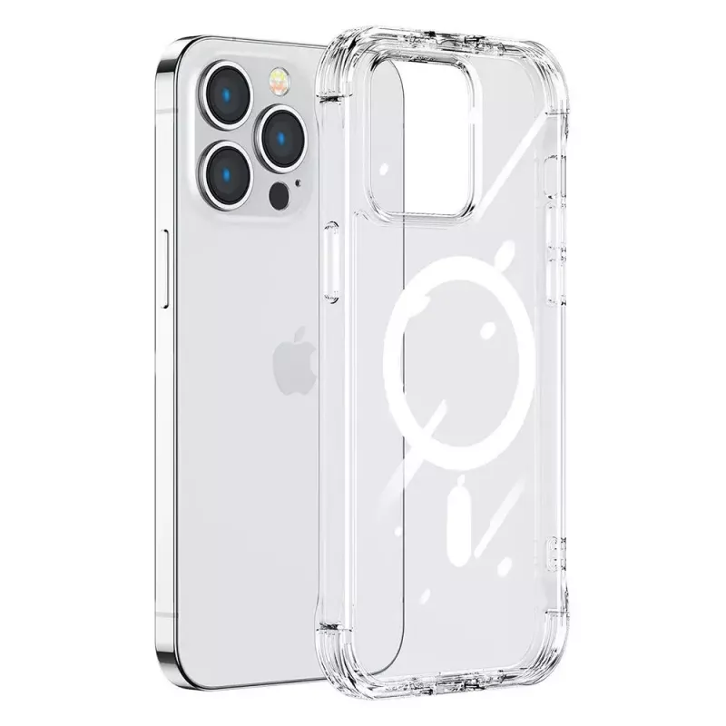 Schützende transparente magnetische Hülle Joyroom JR-14H5 für iPhone 14 MagSafe mit Magnetring, klare Schale