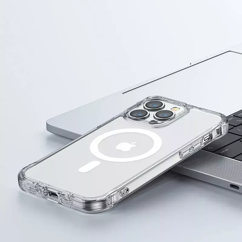 Schützende transparente magnetische Hülle Joyroom JR-14H5 für iPhone 14 MagSafe mit Magnetring, klare Schale