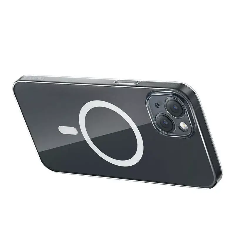 Baseus Magnetic Crystal Clear Handyhülle für iPhone 13, transparent, mit gehärtetem Glas-Bildschirmschutz