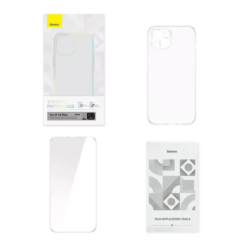 Schutzhülle transparent mit Panzerglas von Baseus für iPhone 14 Plus (P60112202201-02)