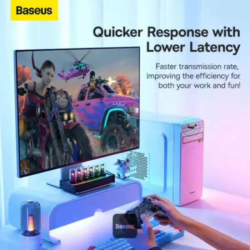 Baseus BA07 Mini Bluetooth-Adapter für PC, USB 5.3 kabelloser Bluetooth-Dongle-Empfänger - Schwarz