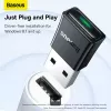 Baseus BA07 Mini Bluetooth-Adapter für PC, USB 5.3 kabelloser Bluetooth-Dongle-Empfänger - Schwarz