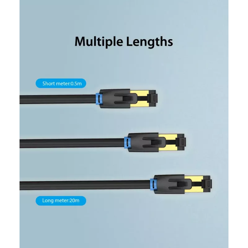 Ethernet-Patchkabel Vention Cat.8 S/FTP 1 m Schwarz RJ-45 Goldbeschichtet