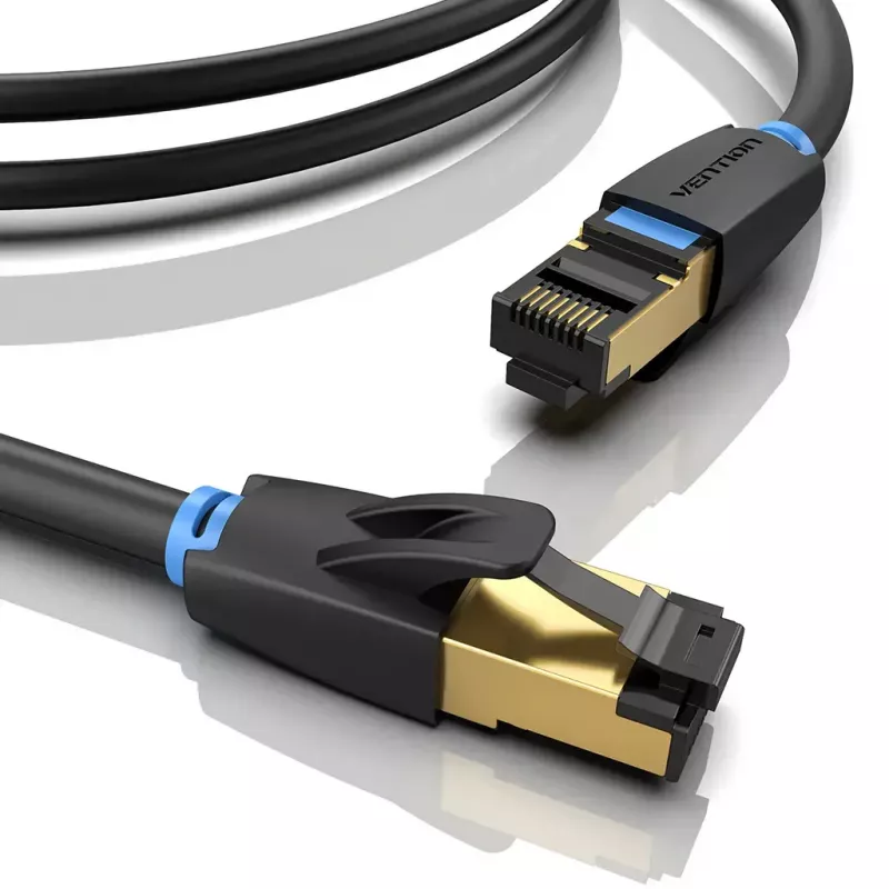 Ethernet-Patchkabel Vention Cat.8 S/FTP 1 m Schwarz RJ-45 Goldbeschichtet