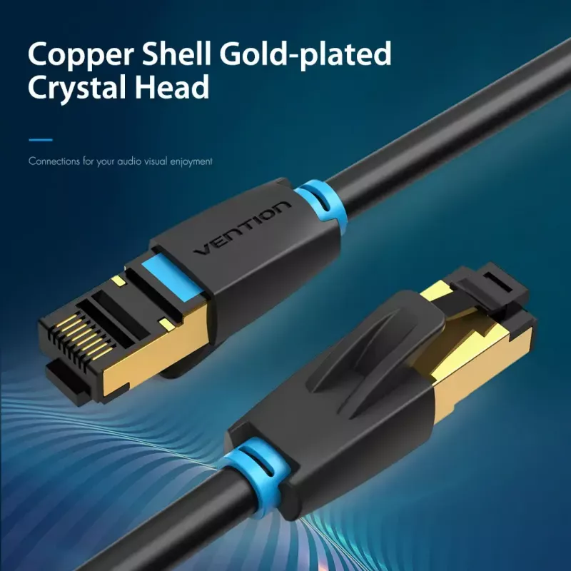Ethernet-Patchkabel Vention Cat.8 S/FTP 1 m Schwarz RJ-45 Goldbeschichtet