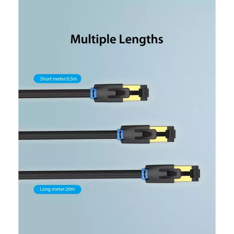 Netzwerkkabel Vention Cat.8 S/FTP RJ-45 auf RJ-45 3 m, 40GbE, 2000 MHz, schwarz