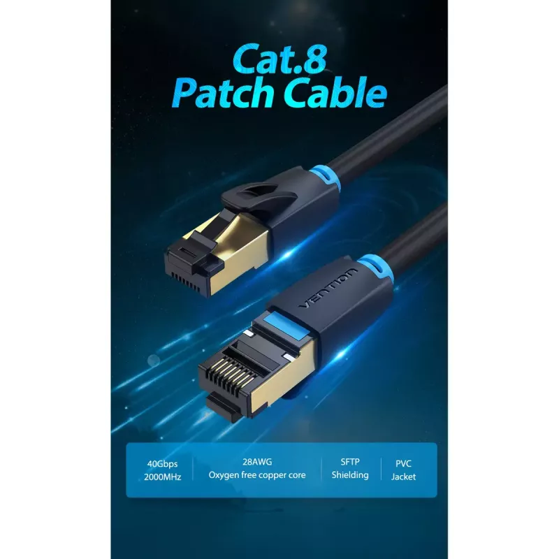 Netzwerkkabel Vention Cat.8 SFTP Patchkabel RJ-45 8m Schwarz