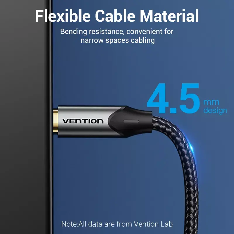 Optisches Glasfaserkabel Vention 3 m TOSLINK Stecker auf Stecker, grau, Nylonmantel, vergoldete Kontakte