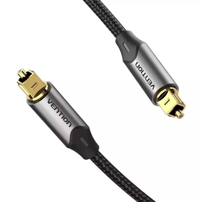 Optisches Glasfaserkabel Vention 3 m TOSLINK Stecker auf Stecker, grau, Nylonmantel, vergoldete Kontakte