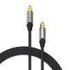 Optisches Glasfaserkabel Vention 3 m TOSLINK Stecker auf Stecker, grau, Nylonmantel, vergoldete Kontakte