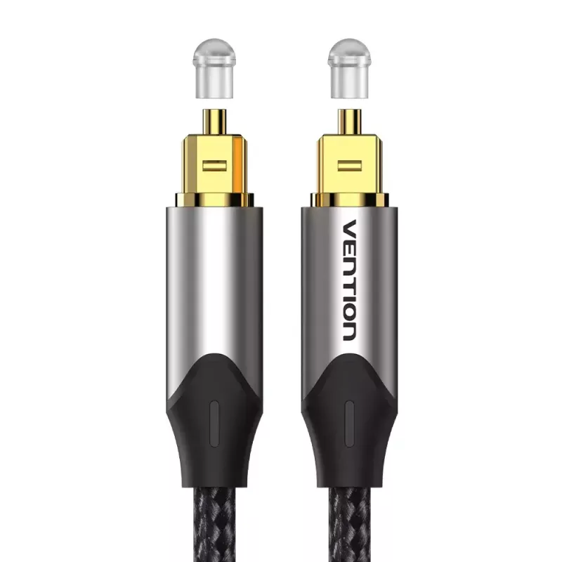Optisches Glasfaserkabel Vention 3 m TOSLINK Stecker auf Stecker, grau, Nylonmantel, vergoldete Kontakte