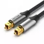 Optisches Glasfaserkabel Vention 3 m TOSLINK Stecker auf Stecker, grau, Nylonmantel, vergoldete Kontakte