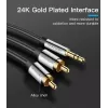 Audiokabel Vention 3,5 mm Klinke auf 2× Cinch-Stecker, 3 m, schwarz, vergoldete Kontakte