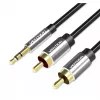 Audiokabel Vention 3,5 mm Klinke auf 2× Cinch-Stecker, 3 m, schwarz, vergoldete Kontakte