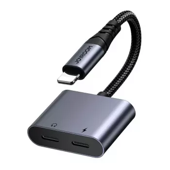 2-in-1 Audio-Adapter Joyroom SY-L01 Lightning auf 3,5 mm + Lightning, schwarz