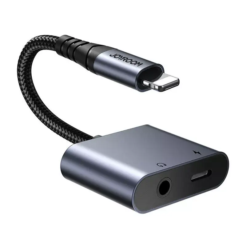 2-in-1 Audio-Adapter Joyroom SY-L01 Lightning auf 3,5 mm + Lightning, schwarz